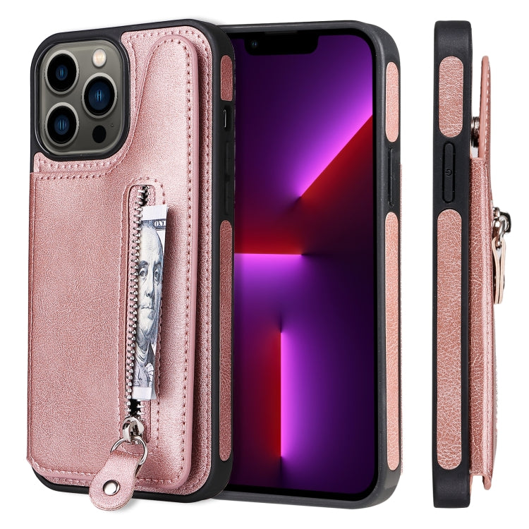 Solid Color Double Buckle Zipper Shockproof Phone Case, For iPhone 13 Pro Max, For iPhone 13 Pro, For iPhone 13, For iPhone 13 mini