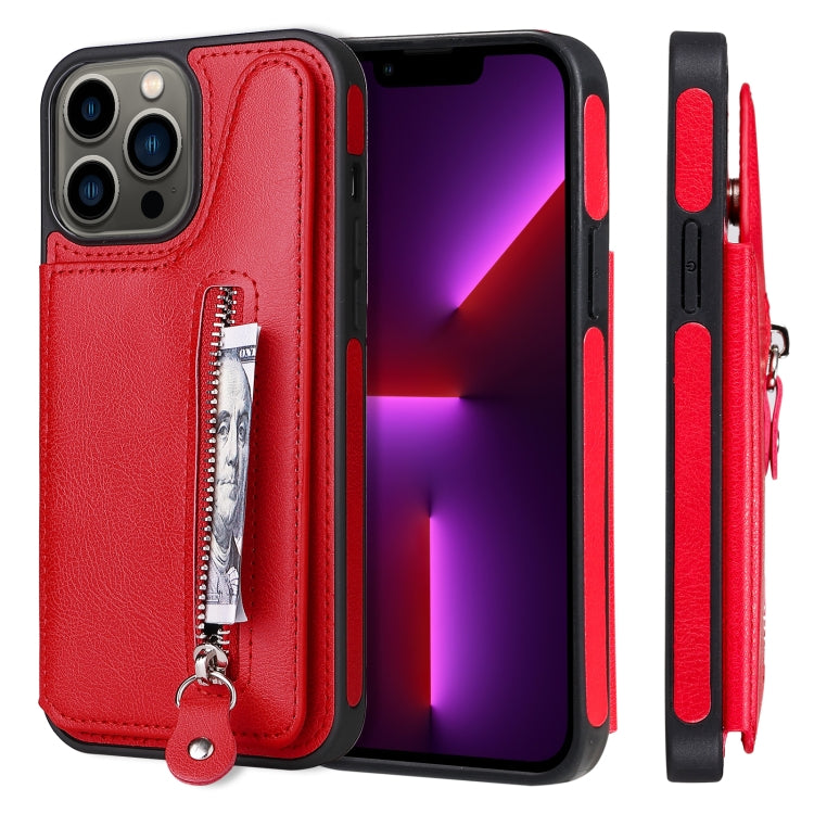 Solid Color Double Buckle Zipper Shockproof Phone Case, For iPhone 13 Pro Max, For iPhone 13 Pro, For iPhone 13, For iPhone 13 mini