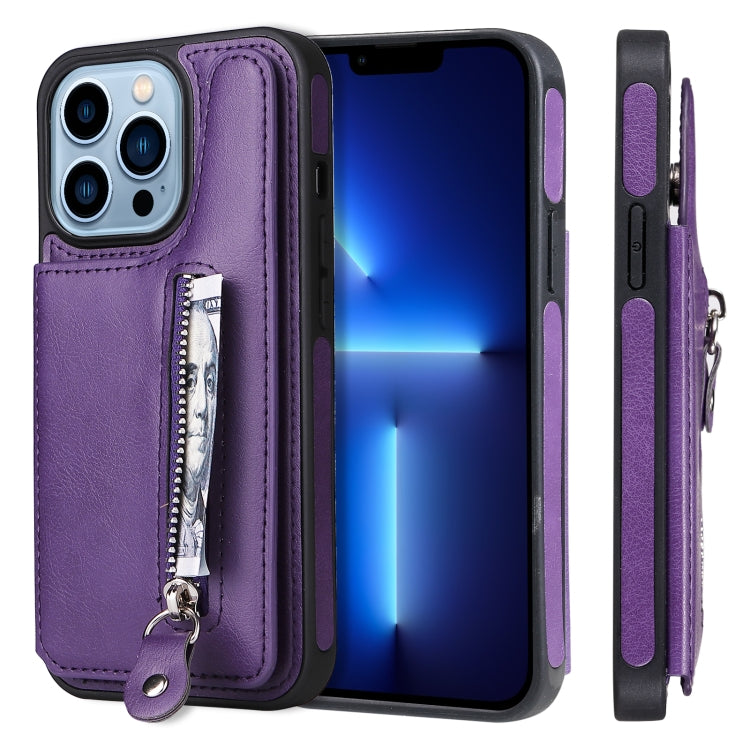 Solid Color Double Buckle Zipper Shockproof Phone Case, For iPhone 13 Pro Max, For iPhone 13 Pro, For iPhone 13, For iPhone 13 mini