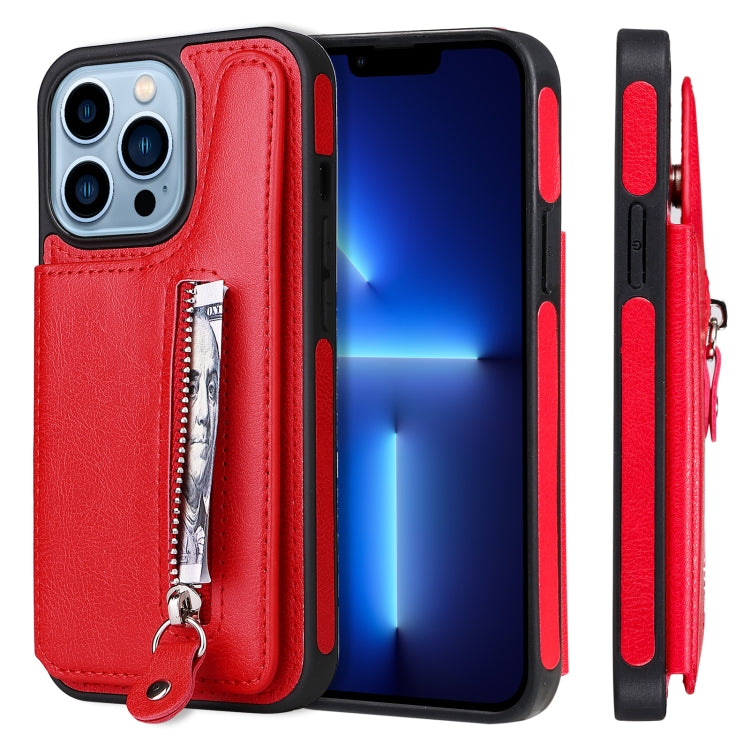 Solid Color Double Buckle Zipper Shockproof Phone Case, For iPhone 13 Pro Max, For iPhone 13 Pro, For iPhone 13, For iPhone 13 mini