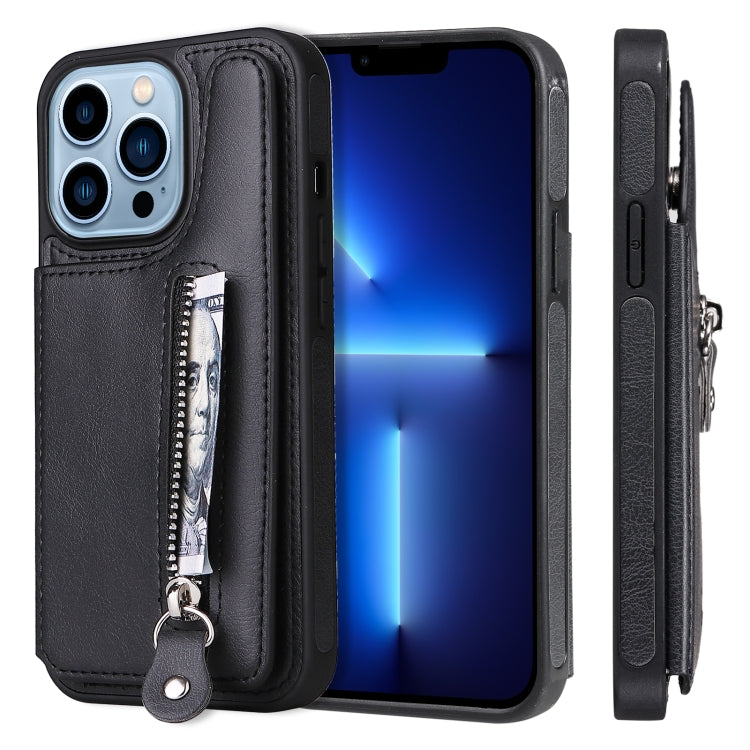 Solid Color Double Buckle Zipper Shockproof Phone Case, For iPhone 13 Pro Max, For iPhone 13 Pro, For iPhone 13, For iPhone 13 mini