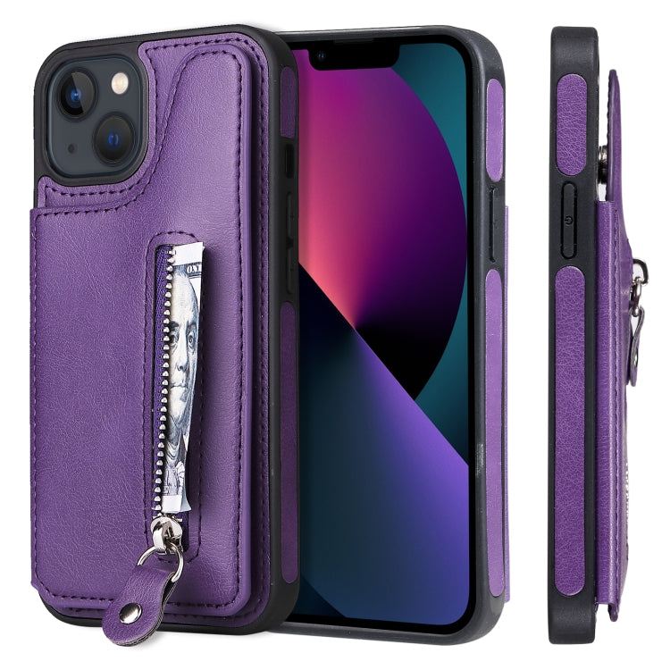 Solid Color Double Buckle Zipper Shockproof Phone Case, For iPhone 13 Pro Max, For iPhone 13 Pro, For iPhone 13, For iPhone 13 mini