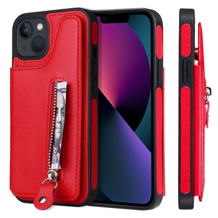 Solid Color Double Buckle Zipper Shockproof Phone Case, For iPhone 13 Pro Max, For iPhone 13 Pro, For iPhone 13, For iPhone 13 mini