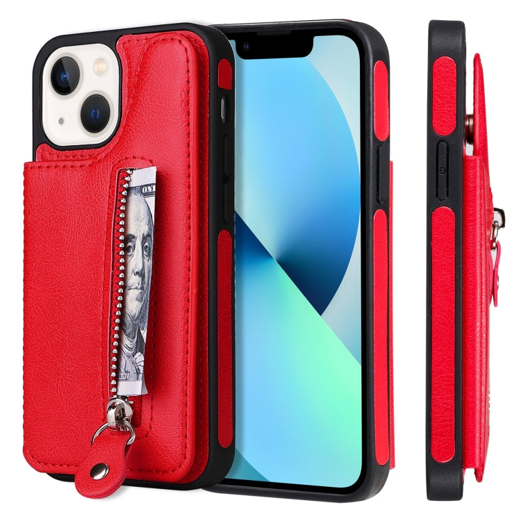 Solid Color Double Buckle Zipper Shockproof Phone Case, For iPhone 13 Pro Max, For iPhone 13 Pro, For iPhone 13, For iPhone 13 mini