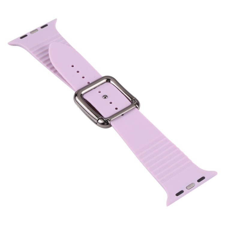 Black Buckle Silicone Watchband For Apple Watch Series, 7 41mm / 6&SE&5&4 40mm / 3&2&1 38mm