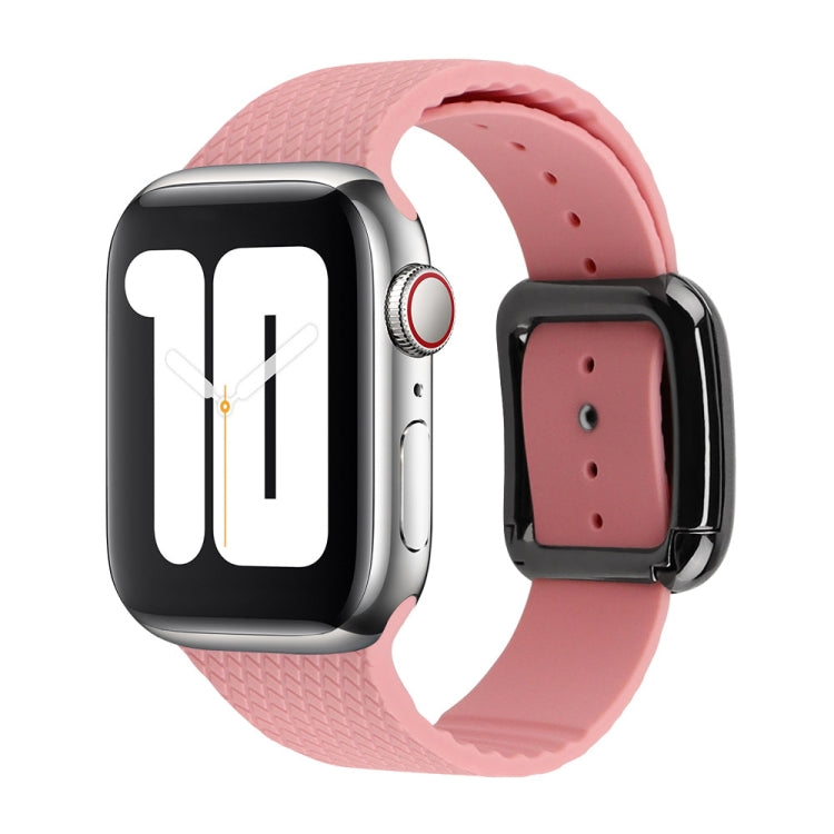 Black Buckle Silicone Watchband For Apple Watch Series, 7 45mm / 6&SE&5&4 44mm / 3&2&1 42mm