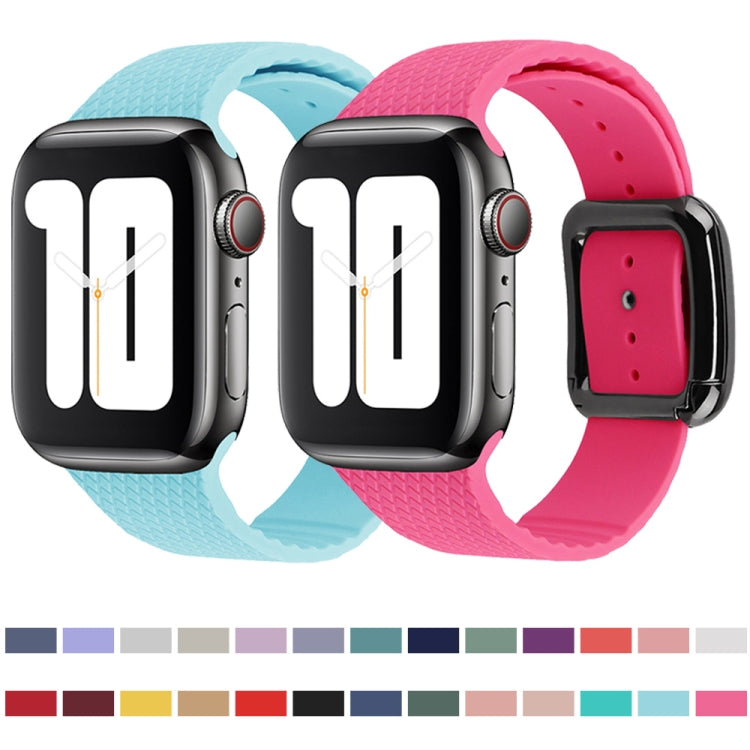 Black Buckle Silicone Watchband For Apple Watch Series, 7 45mm / 6&SE&5&4 44mm / 3&2&1 42mm