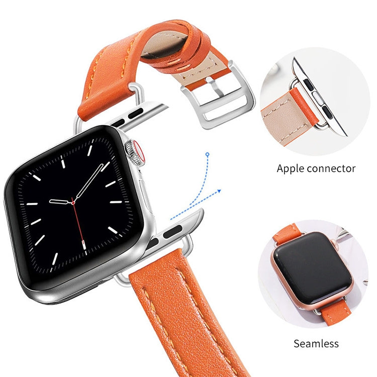 14mm Cowhide Leather Watchband For Apple Watch Series, 7 41mm/6&SE&5&4 40mm/3&2&1 38mm, 7 45mm/6&SE&5&4 44mm/3&2&1 42mm