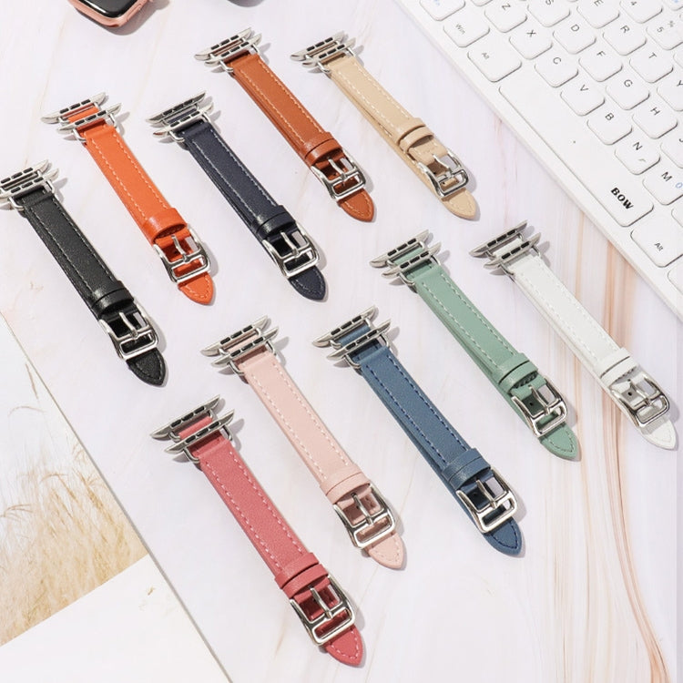 14mm Cowhide Leather Watchband For Apple Watch Series, 7 41mm/6&SE&5&4 40mm/3&2&1 38mm, 7 45mm/6&SE&5&4 44mm/3&2&1 42mm