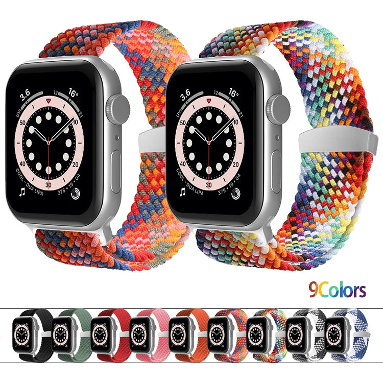Nylon Braid Watchband For Apple Watch Series, 7 45mm / 6&SE&5&4 44mm / 3&2&1 42mm, 7 41mm / 6&SE&5&4 40mm / 3&2&1 38mm