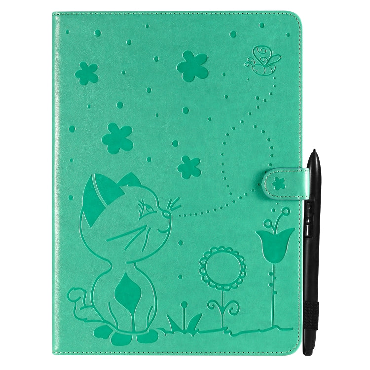 Étui à rabat horizontal en cuir avec motif gaufré chat-abeille pour iPad mini 6