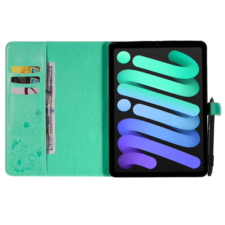 Étui à rabat horizontal en cuir avec motif gaufré chat-abeille pour iPad mini 6