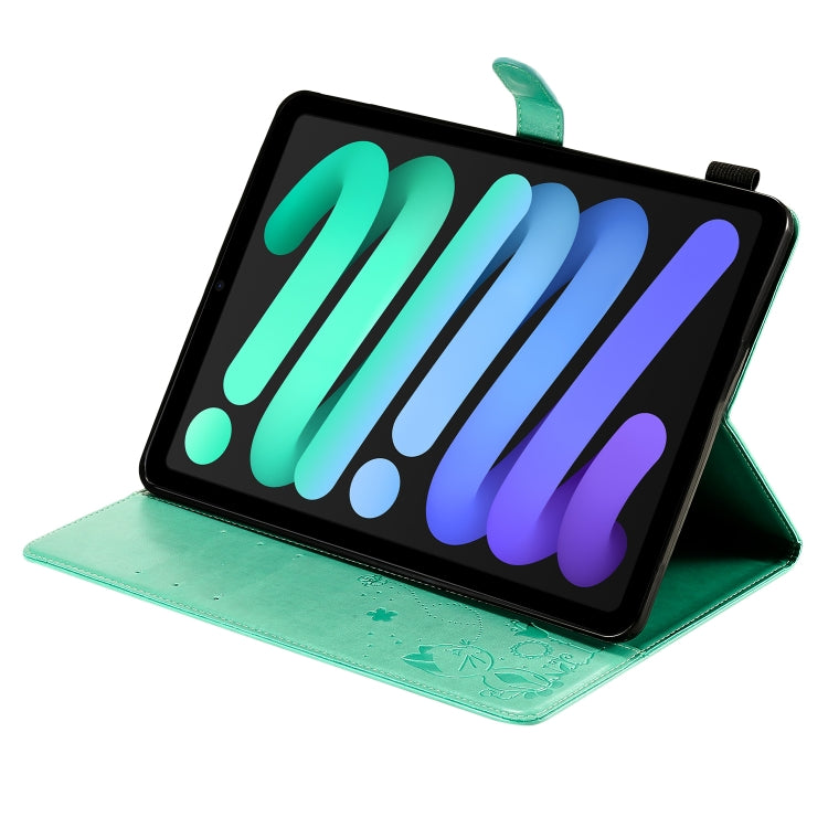 Étui à rabat horizontal en cuir avec motif gaufré chat-abeille pour iPad mini 6