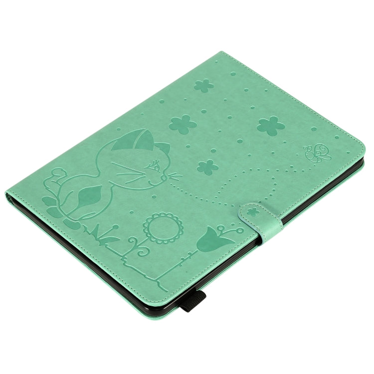 Étui à rabat horizontal en cuir avec motif gaufré chat-abeille pour iPad mini 6