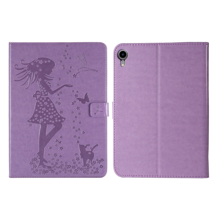 Pressed Printing Woman and Cat Pattern Horizontal Flip Leather Tablet Case, For iPad mini 6