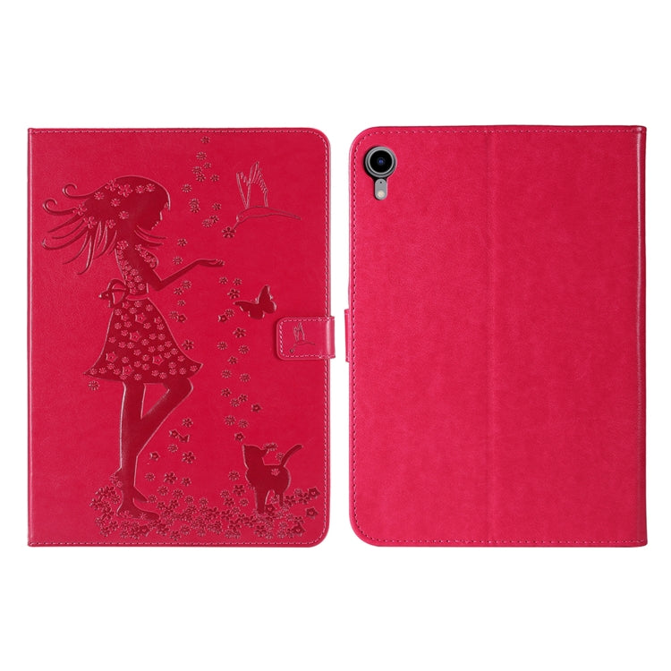 Pressed Printing Woman and Cat Pattern Horizontal Flip Leather Tablet Case, For iPad mini 6
