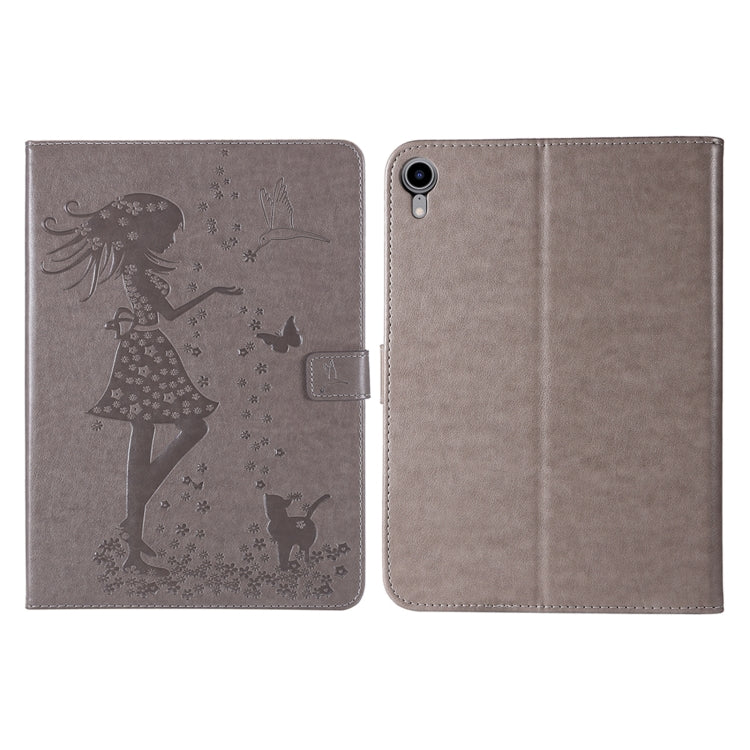 Pressed Printing Woman and Cat Pattern Horizontal Flip Leather Tablet Case, For iPad mini 6
