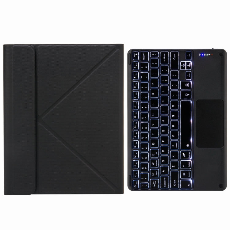H-102CS Touch Backlight Bluetooth Keyboard Leather Case with Rear Three-fold Holder, For iPad 10.2 2020 & 2019 / Pro 10.5 inch