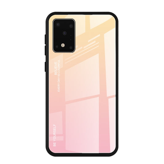Gradient color glass case for Galaxy S20+ with vibrant ombre design and protective build