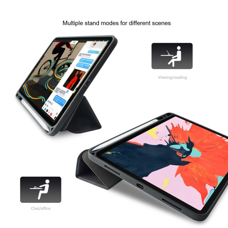 Mutural Exquisite Series Cloth Texture PU+TPU Leather Case with 3-Fold Holder & Pen Slot & Sleep & Wake-up Function, For iPad Mini 5 / 4, For  iPad 9.7, For iPad Pro 10.5