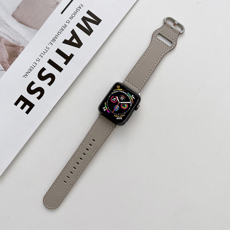 Oval Buckle Genuine Leather Strap For Apple Watch Series, 7 41mm / 6&SE&5&4 40mm / 3&2&1 38mm