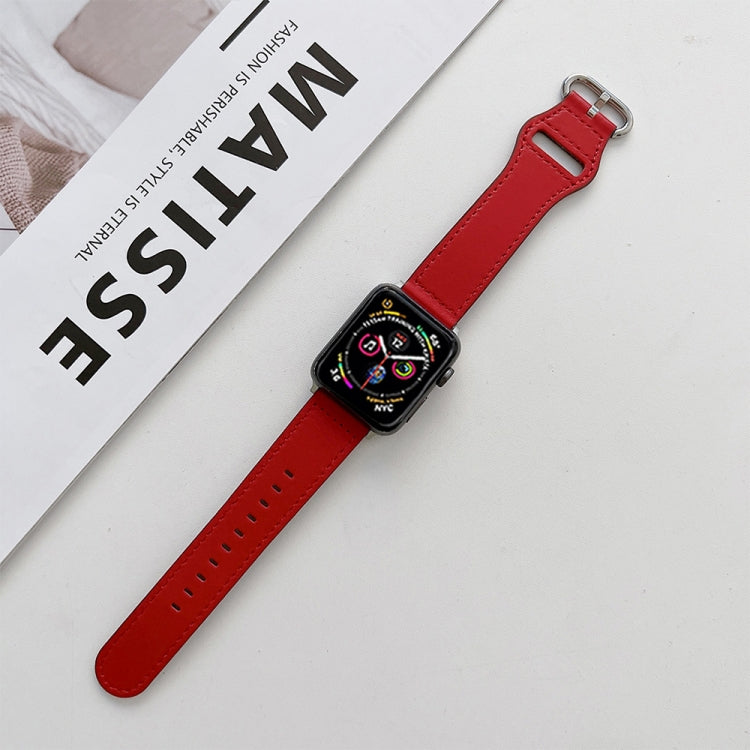 Oval Buckle Genuine Leather Strap For Apple Watch Series, 7 41mm / 6&SE&5&4 40mm / 3&2&1 38mm