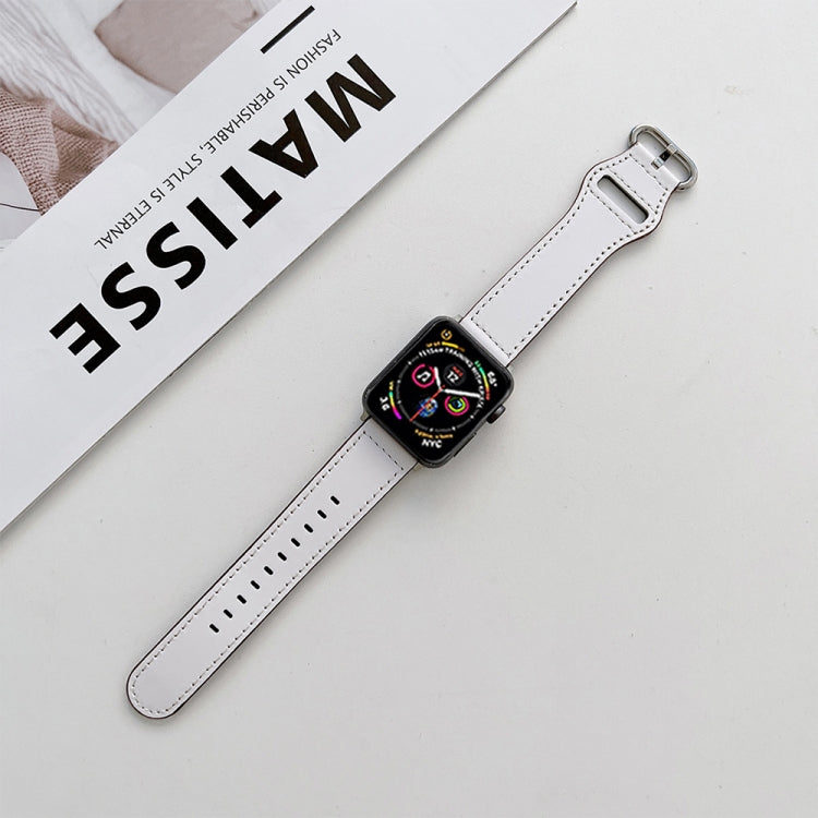 Oval Buckle Genuine Leather Strap For Apple Watch Series, 7 41mm / 6&SE&5&4 40mm / 3&2&1 38mm