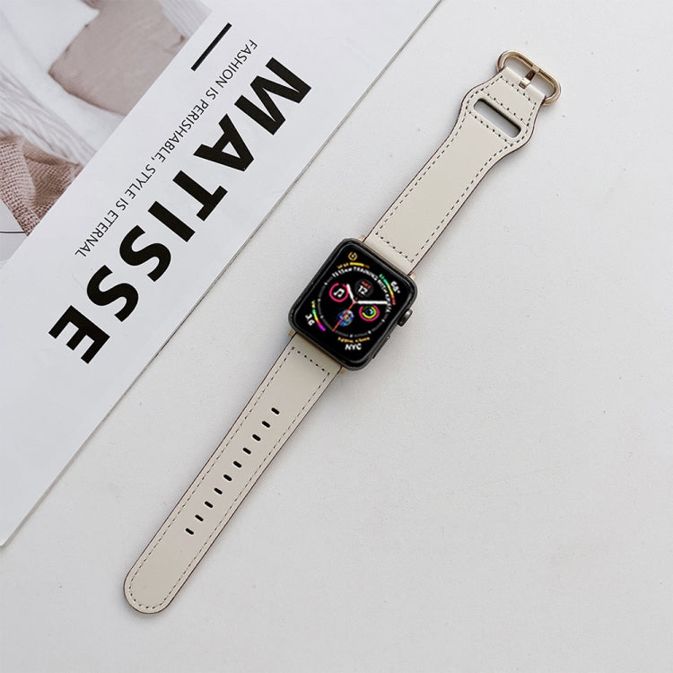 Oval Buckle Genuine Leather Strap For Apple Watch Series, 7 41mm / 6&SE&5&4 40mm / 3&2&1 38mm