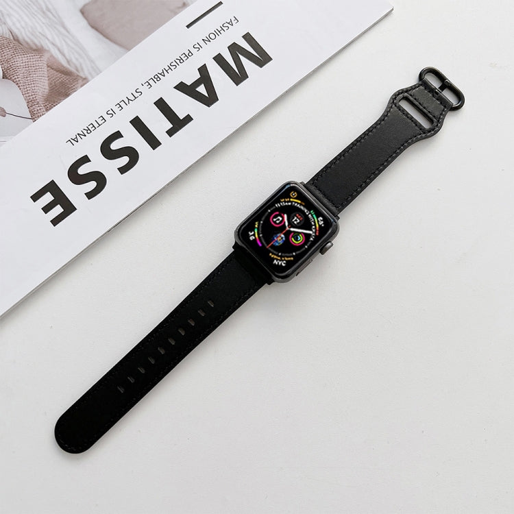 Oval Buckle Genuine Leather Strap For Apple Watch Series, 7 41mm / 6&SE&5&4 40mm / 3&2&1 38mm