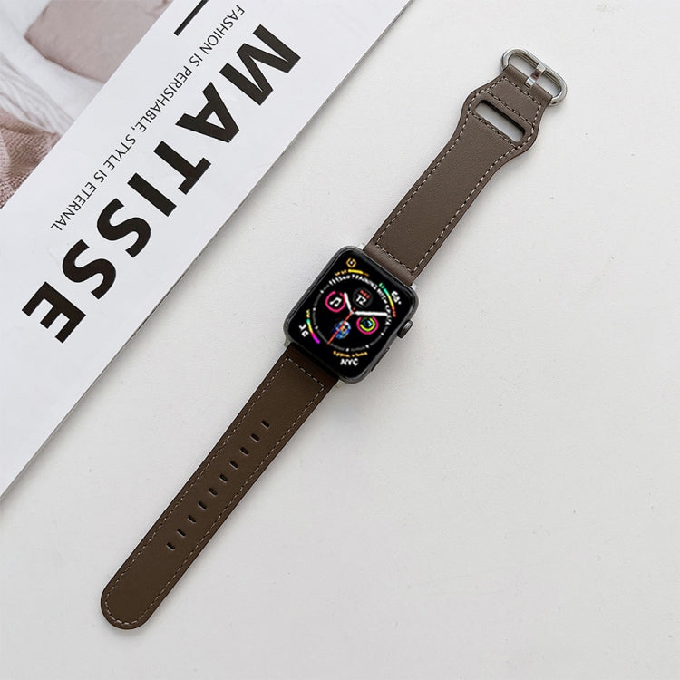Oval Buckle Genuine Leather Strap For Apple Watch Series, 7 45mm / 6&SE&5&4 44mm / 3&2&1 42mm