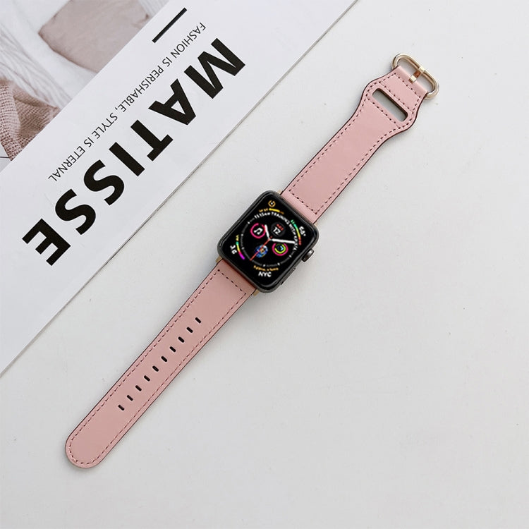 Oval Buckle Genuine Leather Strap For Apple Watch Series, 7 45mm / 6&SE&5&4 44mm / 3&2&1 42mm
