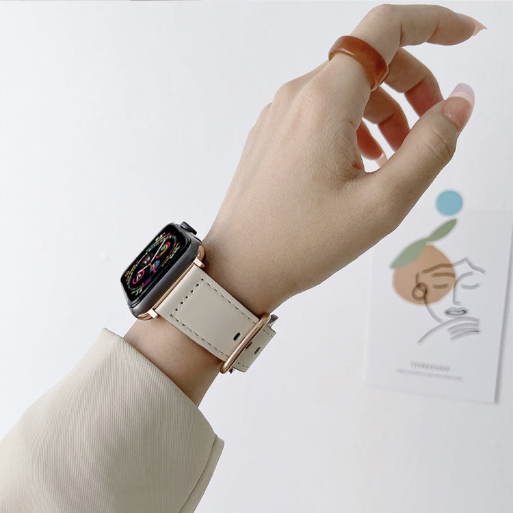 Oval Buckle Genuine Leather Strap For Apple Watch Series, 7 45mm / 6&SE&5&4 44mm / 3&2&1 42mm