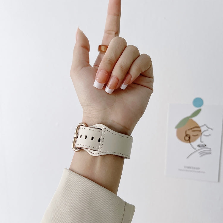 Oval Buckle Genuine Leather Strap For Apple Watch Series, 7 45mm / 6&SE&5&4 44mm / 3&2&1 42mm