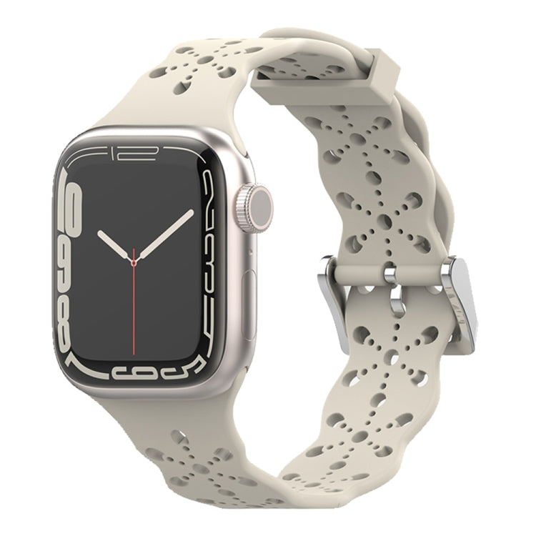 Lace Silicone Watchband For Apple Watch Series, 7 41mm / 6&SE&5&4 40mm / 3&2&1 38mm, 7 45mm / 6&SE&5&4 44mm / 3&2&1 42mm