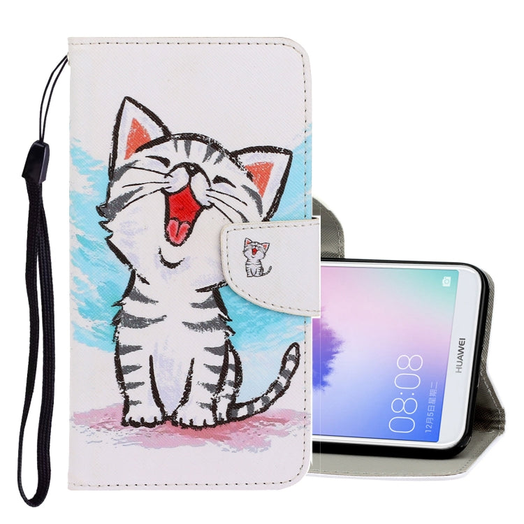 3D Colored Drawing Horizontal Flip PU Leather Case with Holder & Card Slots & Wallet