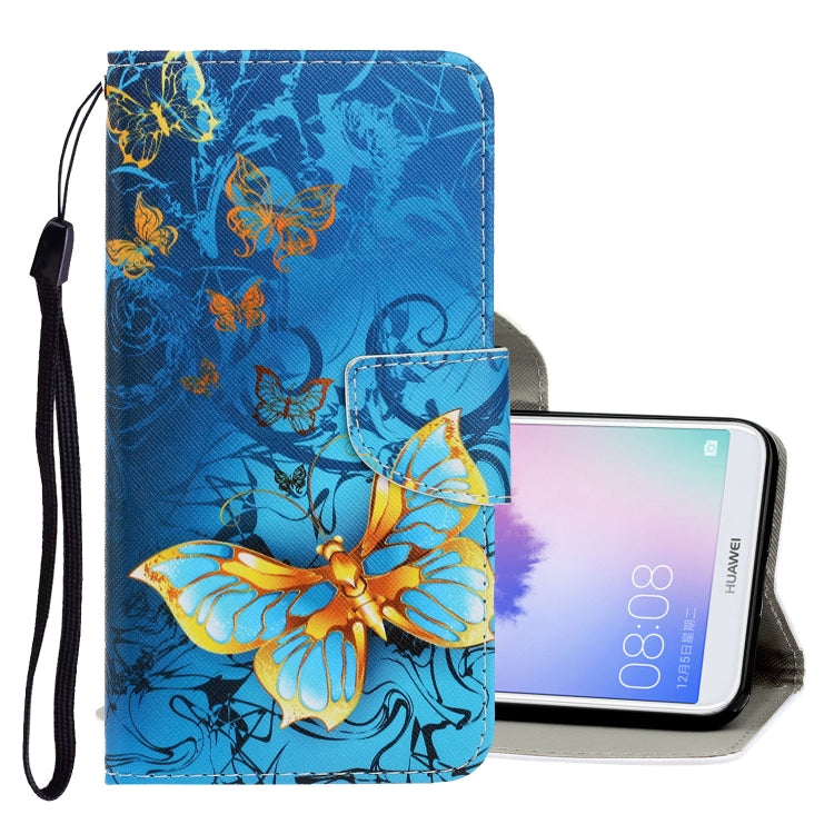 3D Colored Drawing Horizontal Flip PU Leather Case with Holder & Card Slots & Wallet