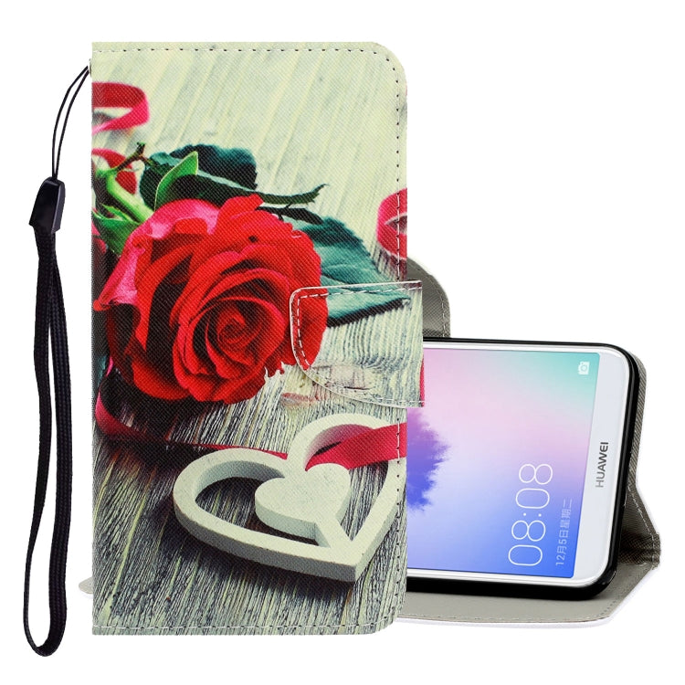 3D Colored Drawing Horizontal Flip PU Leather Case with Holder & Card Slots & Wallet