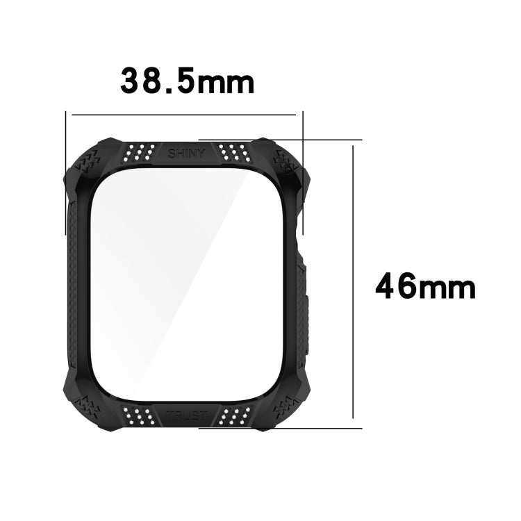 Rhombus Belt Drill + Tempered Film Integrated Case, For Apple Watch Series 9 / 8 / 7 41mm, For Apple Watch Series 9 / 8 / 7 45mm