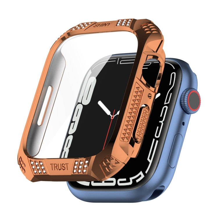 Rhombus Belt Drill + Tempered Film Integrated Case, For Apple Watch Series 9 / 8 / 7 41mm, For Apple Watch Series 9 / 8 / 7 45mm