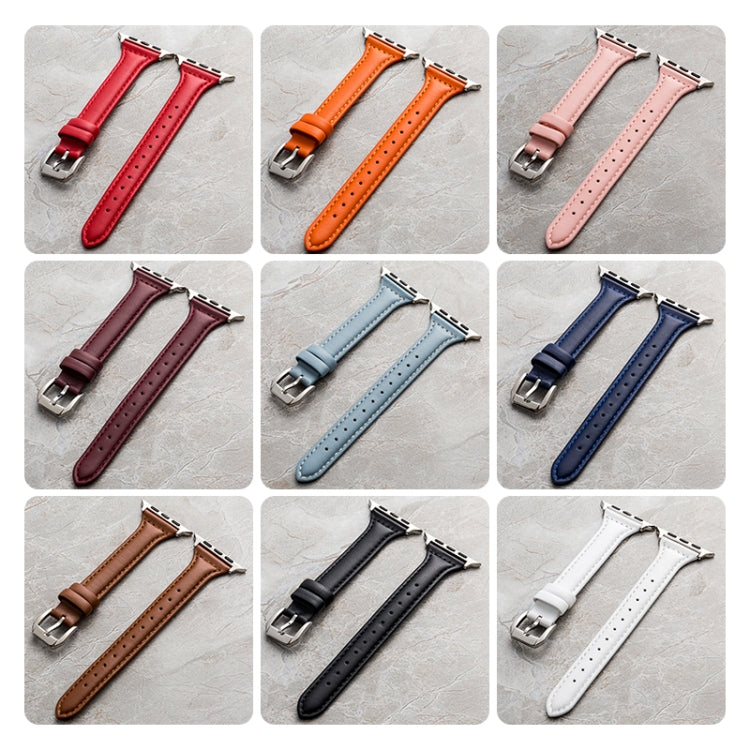 Genuine Leather Watchband For Apple Watch Series, 7 41mm / 6&SE&5&4 40mm / 3&2&1 38mm, 7 45mm / 6&SE&5&4 44mm / 3&2&1 42mm