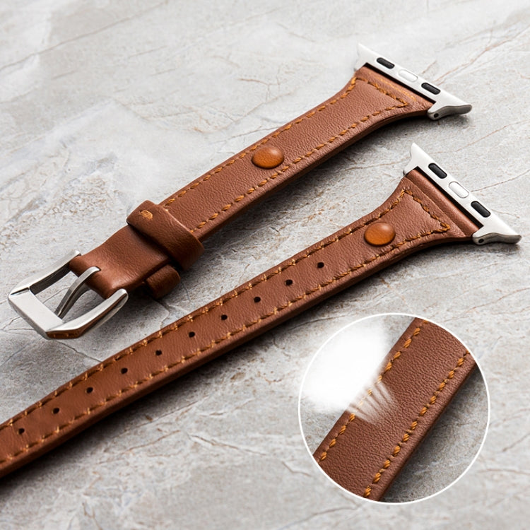 Genuine Leather Watchband For Apple Watch Series, 7 41mm / 6&SE&5&4 40mm / 3&2&1 38mm, 7 45mm / 6&SE&5&4 44mm / 3&2&1 42mm