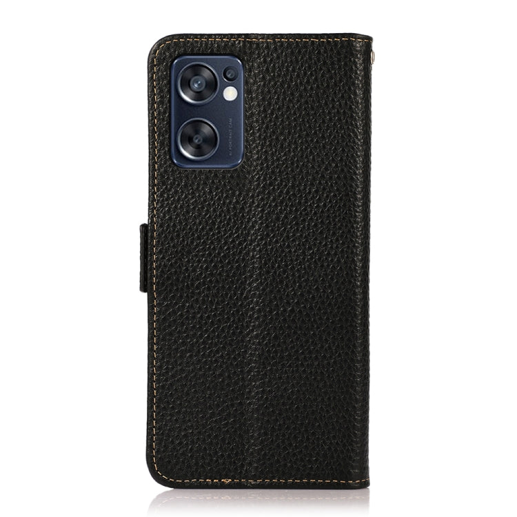 KHAZNEH Side-Magnetic Litchi Genuine Leather RFID Phone Case, For OPPO Reno7 SE 5G, For Xiaomi Redmi Note 11 4G / Note 11S, For Samsung Galaxy A23 5G