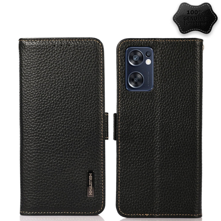 KHAZNEH Side-Magnetic Litchi Genuine Leather RFID Phone Case
