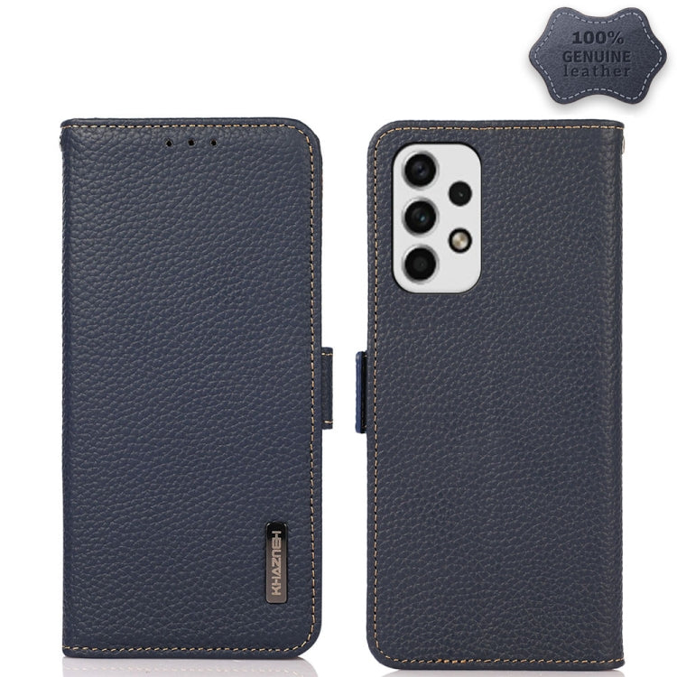 KHAZNEH Side-Magnetic Litchi Genuine Leather RFID Phone Case