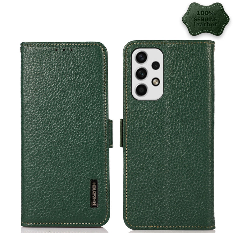 KHAZNEH Side-Magnetic Litchi Genuine Leather RFID Phone Case