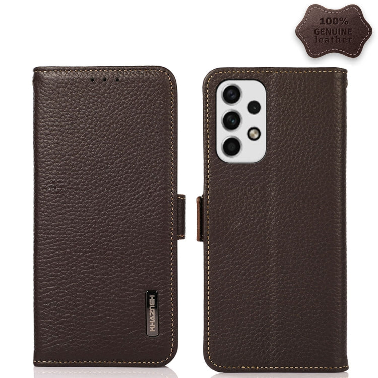 KHAZNEH Side-Magnetic Litchi Genuine Leather RFID Phone Case