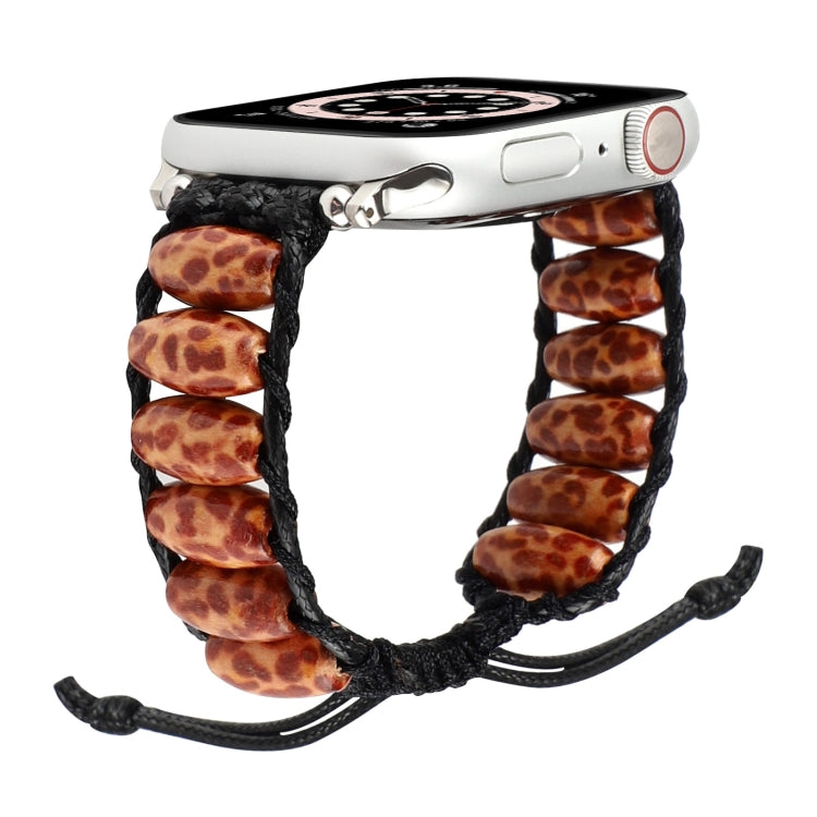 Wooden Bead Watchband For Apple Watch Series, 7 41mm / 6&SE&5&4 40mm / 3&2&1 38mm, 7 45mm / 6&SE&5&4 44mm / 3&2&1 42mm