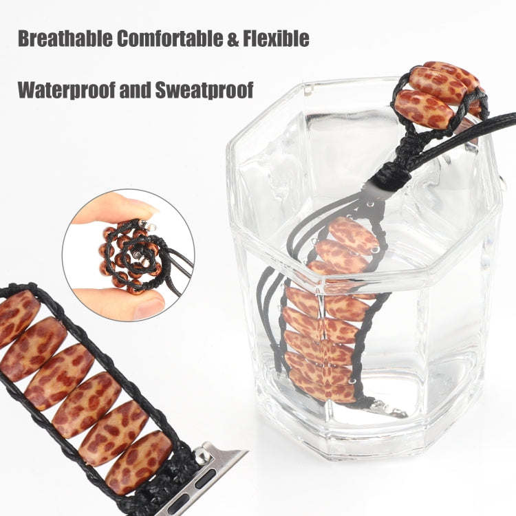 Wooden Bead Watchband For Apple Watch Series, 7 41mm / 6&SE&5&4 40mm / 3&2&1 38mm, 7 45mm / 6&SE&5&4 44mm / 3&2&1 42mm