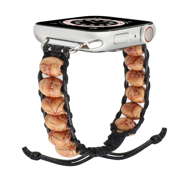 Wooden Bead Watchband For Apple Watch Series, 7 41mm / 6&SE&5&4 40mm / 3&2&1 38mm, 7 45mm / 6&SE&5&4 44mm / 3&2&1 42mm