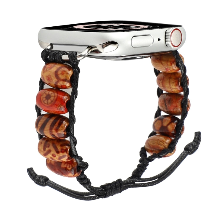 Wooden Bead Watchband For Apple Watch Series, 7 41mm / 6&SE&5&4 40mm / 3&2&1 38mm, 7 45mm / 6&SE&5&4 44mm / 3&2&1 42mm